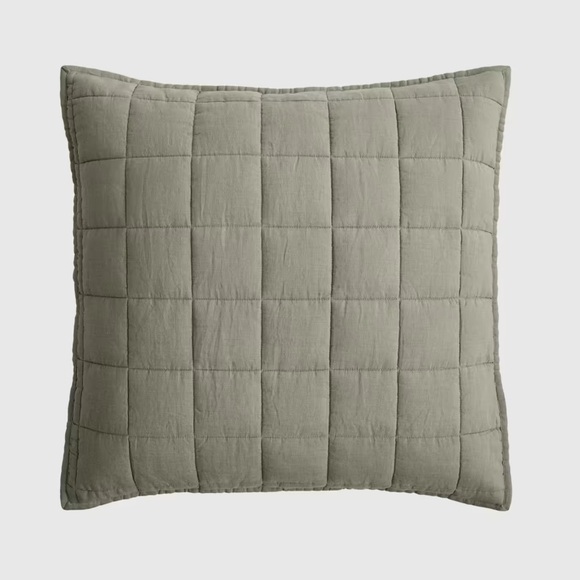 Quince Other - NWOT QUINCE European Linen Box Quilted Euro Sham Willowleaf 1830